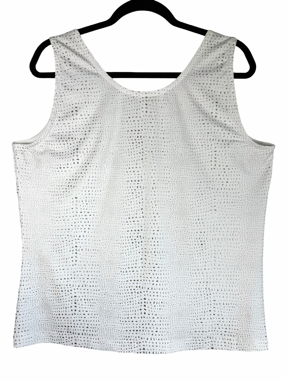 Travelers by Chico’s White Metallic Design Sleeveless Tank Top Size 2 Large